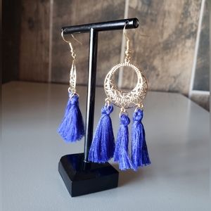 Royal Blue  Tassel Drop Earrings